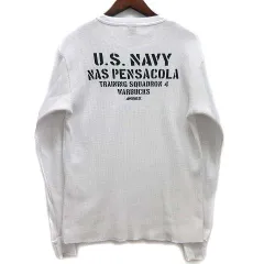 アヴィレックス AVIREX U.S.NAVY サーマル ワッフル Tシャツ 長袖 ロンT WAFFLE T-SHIRT ホワイト 白 L 783-4130006