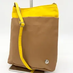 【美品】Kitamura キタムラ ショルダー バッグ サコッシュ 黄色 イエロー 茶色 ブラウン ナイロン
