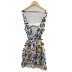 ジルバイジルスチュアート JILL by JILLSTUART ジャンパースカート ワンピース フレアスカート ミニ丈 2way 花柄 S マルチカラー 青 ブルー /YK42