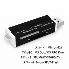 SDカードリーダー USB メモリーカードリーダー Micro（M2）／MS Duo／MS PRO Duo／SD／MMC／SDHC／DV／Micro SD／T-Flash ka10000a006のサムネイル