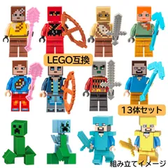 【豪華12体】マインクラフト LEGO互換 ミニフィグ セット 武器 クリーパー マイクラ