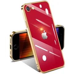 iPhone SE3/SE2 ケース クリア 第3/2世代 耐衝撃アイフォンSE3/SE2/8/7 カバー 透明 メッキ加工 ワイヤレス充電 薄型 柔らかい 軽量 TPU 黄変防止 ファッション ソフトケース 人気 保護カバー(ゴールド)