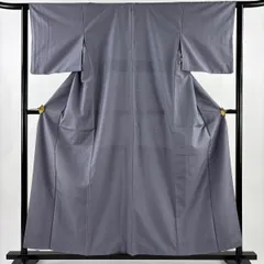 結城紬 身丈158cm 裄丈62cm S 袷 はたおり娘 蘭花木染 落款 証紙 灰紫 正絹 名品 一つ紋 【中古】