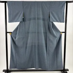 【美品】 小紋 身丈156.5cm 裄丈62cm S 袷 亀甲 幾何学模様 紺色 正絹 秀品 【中古】