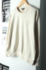 W(XL-2XL) EDDIE BAUER(エディー・バウアー) スウェット Tシャツ ベージュ オールドスクール-161B1