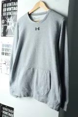 (L-XL) アンダーアーマー スウェット Tシャツ グレー ポケット 起毛 -161C1