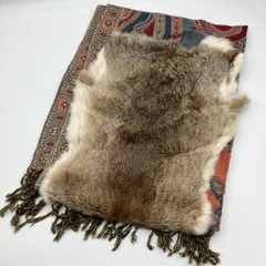 goa ゴア ラビットファー ストール マフラー エスニック ペイズリー 大判 Y2K Archive 毛皮 マルチカラー レディース SG380-11