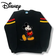 Disney ディズニー 80s USA製 M ブラック ミッキー マウス Mickey Flocky Print スウェット トレーナー