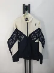 スパイダー ウィンドブレーカー ウーブン ジャケット 白 ブラック m