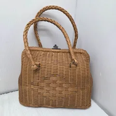 12 S00371 エコクラフト 編み込み デザイン かごバッグ ハンドメイド 鞄 カバン レディース