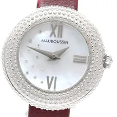 モーブッサン MAUBOUSSIN 9232103-556 ルール・ドゥ・プルミエ・ジュール・レイヨナン ダイヤベゼル クォーツ レディース美品_921206