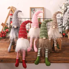 GRHONC クリスマス 置物 おすわり ノーム 人形 サンタ 雑貨 北欧 オブジェ インテリア 装飾 ドワーフ ぬいぐるみ (5種セット)