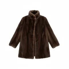 70l1《本毛皮》 デミバフミンク ミンクコート ハーフコート ミンクファー 裏地花柄 MINK FUR 9 ブラウン系u02t