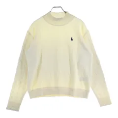 POLO RALPH LAUREN (ポロラルフローレン) 胸ロゴデザイン アーム切り替え モックネック ニット レディース セーター ホワイト