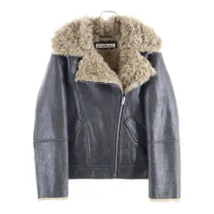 Acne Studios (アクネ ストゥディオズ) バックロゴプレート ダブルブレスト レザーシアリングジャケット ブラウン FN-WN-LEAT000402 A70186 レディース