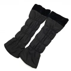 【超美品】マリクレールスポール 中綿レッグウォーマー 黒 ロゴ刺しゅう 裏起毛 ドローコード レディース  ゴルフウェア marie claire