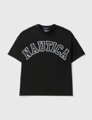 NAUTICA(ノーティカ) トゥ ヘビー アーチ ロゴ 半袖 Tシャツ ブラック S