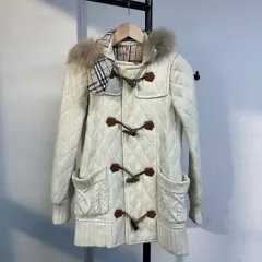 13252 - バーバリー ブルーレーベル ノバ チェック ウール ダッフル コート (ウール 100%)