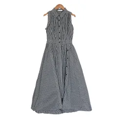 美品 23SS SNIDEL スナイデル ノースリフィッシュテールシャツワンピース SWFO232062 サイズ0 ブラック ホワイト レディース 古着 中古 USED