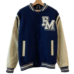 希少 フランクリンアンドマーシャル スタジャン ネイビー レザー切替L 希少 フランクリンアンドマーシャル スタジャン ネイビー レザー切替L