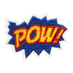 アイロンワッペン アイロンタイプ わっぺん 男の子 女の子 入園 入学 スモック リメイク ワッペン 刺繍 アイロン接着 縦4cm×横5.4cm POW! デコ 入園 入学 かわいい おしゃれ わっぺん アップリケ あっぷりけ wappen