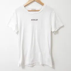 良品 MONCLER モンクレール ロゴ刺繍 半袖 Tシャツ カットソー サイズM ホワイト レディース 古着 中古 USED