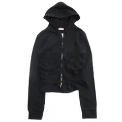 美品 MAX&CO. マックス&コー ジップアップ パーカー ジャケット ブルゾン フリル 切替 長袖 M 黒 ブラック レディース 古着 中古 USED