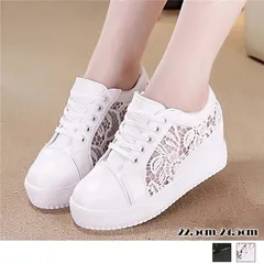 スニーカー レースシースルー切り替え シューズ 厚底 靴 痛くない