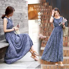 ワンピース ロングワンピース ノースリーブ レディース 花柄 マキシ丈ワンピース 薄手 オールインワン