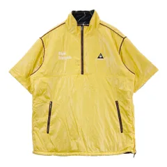 サイズ：LL LE COQ GOLF ルコックゴルフ  リバーシブル半袖 ハーフジップ 中綿ブルゾン 総柄 イエロー系 [240101448432] ゴルフウェア メンズ ストスト