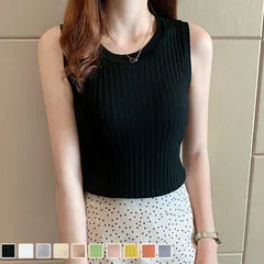 リブニット タンクトップ ノースリーブ