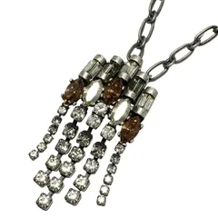 FOXEY 定番　ラインストーン ネックレス ペンダント 革紐付き シルバー FOXEY 定番 ラインストーン ネックレス ペンダント 革紐付き シルバー