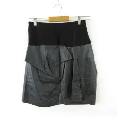 トランク TRUNK ひざ丈タイトスカート フェイクレザー 黒 38 *A875