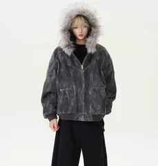 フーディーブルゾン フェイクファーパーカー タイダイ柄 ユニセックス ストリート