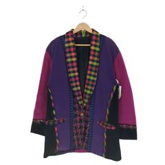 ユーズドフルギ USED古着 {{coloratura}}MADE IN USAマルチカラーニット切替オーバーサイズジャケット メンズ  L