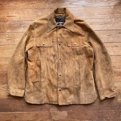 70's Sears suede leather western tracker jacket. 古着　シアーズ　スエードレザー　トラッカージャケット　ウエスタン　キャメル　ベージュ　38