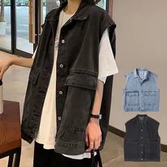 デニムベスト ジレ レディース 重ね着