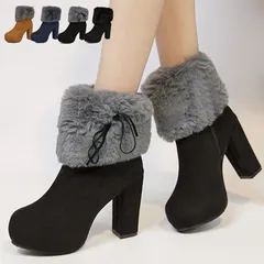 ファーブーツ ブーティー 太ヒール