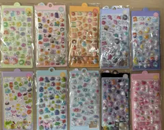 【10枚セット 】大容量シール 可愛い 3D 立体 ごほうびシール DIY用 手帳用 日記帳用 キラキラな 女の子 デコシール 携帯電話飾 シール交換　ごほうび  SNS大人気 シールをより鮮やかでかわいく見せるだけ