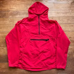 80's USA製 Nylon Anorak jacket. 古着　ナイロンアノラック　ハーフジップ　赤　レッド　L