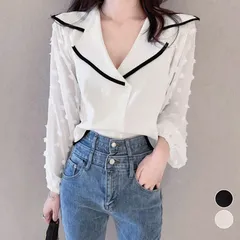 ブラウス レディース長袖ニットドッキング