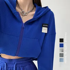 クロップド丈 パーカー ジップアップ春秋