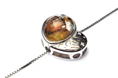 シルバー925◇希少 パラサイト隕石　9x7.5mm　ハート ペンダントトップ 1個売り パワーストーン 天然石 _PRG2376