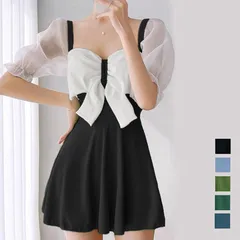 水着 体型カバー リボン ワンピース水着