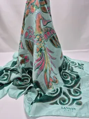 【used品】美品！LANVIN レディーススカーフ シルク100% MADE IN ITALY