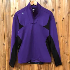 DESCENTE サイズM メンズ デサント ゴルフ ブレスウェアジャージジャケット 長袖 ジップアップ 紫×黒 スポーツウェア GOLF