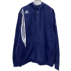 adidas ロゴスウェット パーカー XL ネイビー ホワイト アディダス ジップアップ フーディー刺繍ワンポイント スポーティー 秋物 a711-6676