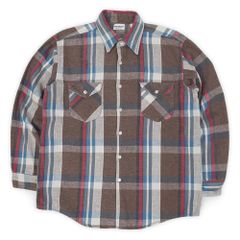 オシュコシュ OSHKOSH レアカラー 70s 70年代 ヘビーネルシャツ 旧タグ プリントネル MADE IN USA アメカジ ヴィンテージ アメリカ製 古着 メンズ シャツ ブラウン系 チェック柄 L【中古】