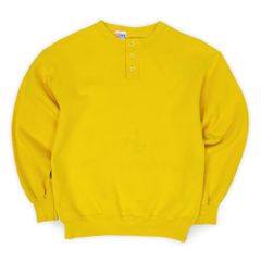 20/20 SPORT 80s 90s 80-90年代 ヘンリーネック ブランクスウェット MADE IN USA アメリカ製 ヴィンテージ 無地 珍品 古着 メンズ スウェット トレーナー イエロー / 黄色 M【中古】