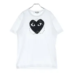 PLAY COMME des GARCONS (プレイコムデギャルソン) 24SS Unisex T-Shirt Printed Black Heart Studs スタッズ ハート ロゴ 半袖Tシャツ カットソー ホワイト AX-T804